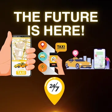 Taxi service in La Union promotes 24/7 availability with the slogan "The future is here."